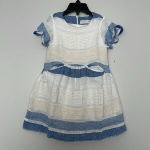 Zara Girls Linen Blend Bohemian Striped Dress Girls Size 4